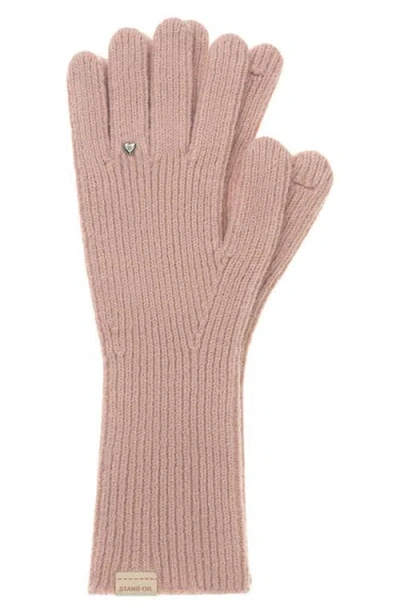 Stand Oil Heart Stud Knit Gloves In Neutral