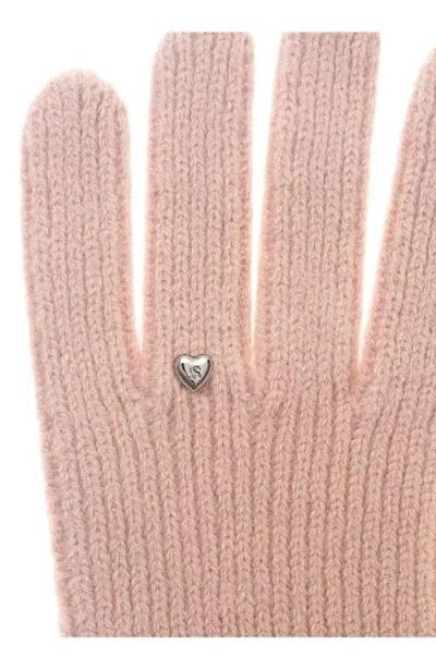 Stand Oil Heart Stud Knit Gloves In Neutral