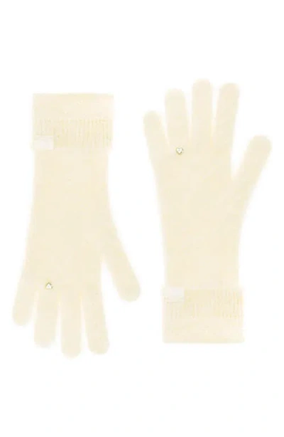 Stand Oil Heart Stud Knit Gloves In Yellow