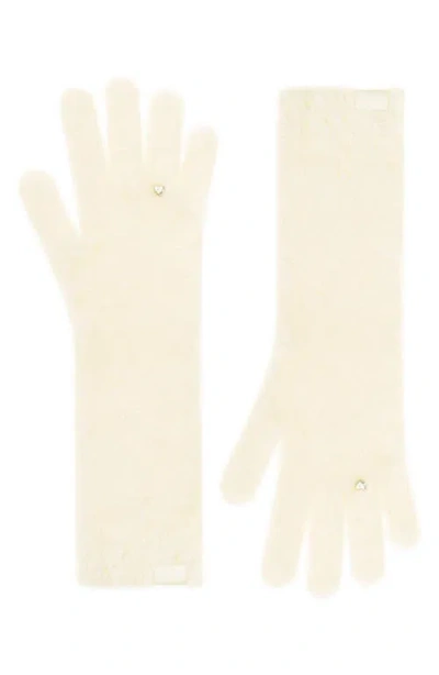 Stand Oil Heart Stud Knit Gloves In Yellow