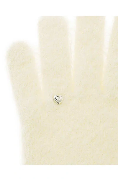 Stand Oil Heart Stud Knit Gloves In Yellow