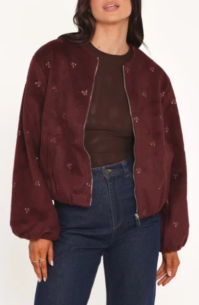 Petal And Pup Petal & Pup Marla Crop Bomber Jacket In Red
