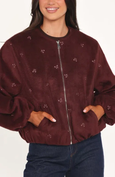 Petal And Pup Petal & Pup Marla Crop Bomber Jacket In Red