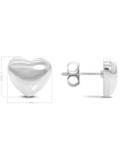 Devata Puffy Heart Stud Earrings In Silver