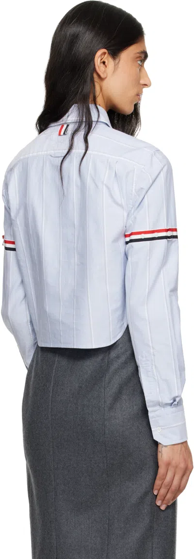 Thom Browne Oxford Striped Poplin Cropped Shirt In Blue