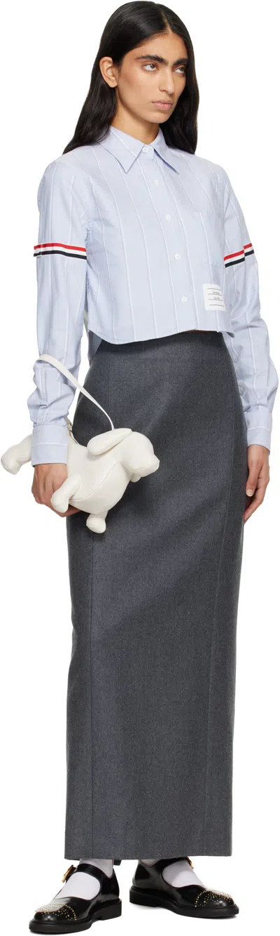 Thom Browne Oxford Striped Poplin Cropped Shirt In Blue