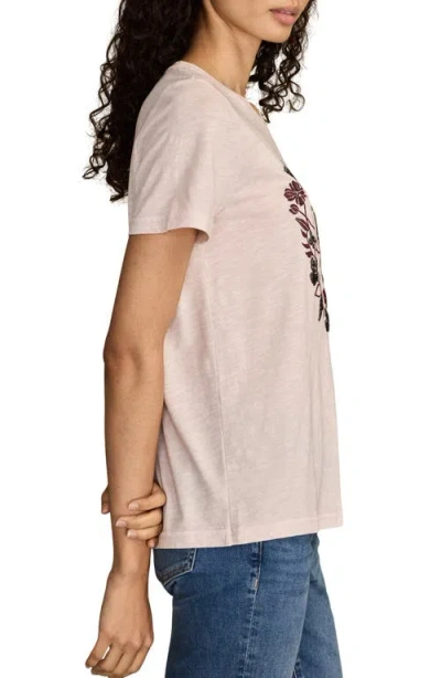 Lucky Brand Floral Embroidery Lucky Heart Classic Crewneck Cotton Graphi T-shirt In Neutral