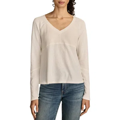 Lucky Brand Mixed Waffle Knit Cotton Top In Neutral