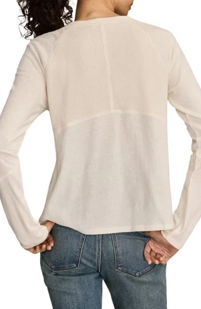 Lucky Brand Mixed Waffle Knit Cotton Top In Neutral
