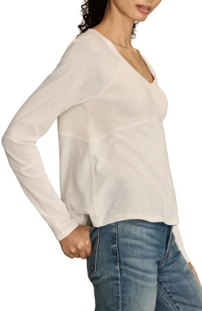 Lucky Brand Mixed Waffle Knit Cotton Top In Neutral