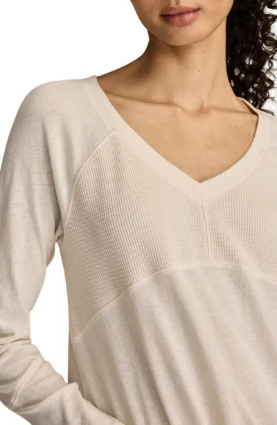 Lucky Brand Mixed Waffle Knit Cotton Top In Neutral