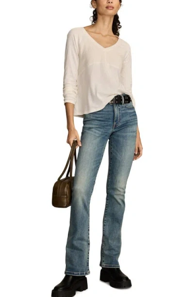 Lucky Brand Mixed Waffle Knit Cotton Top In Neutral