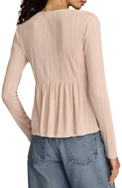 Lucky Brand Embroidered Long Sleeve Peplum Top In Multi