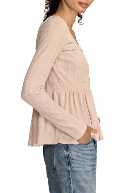 Lucky Brand Embroidered Long Sleeve Peplum Top In Multi
