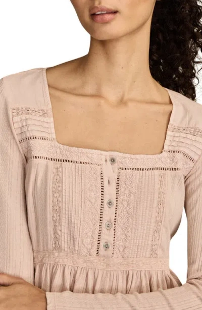 Lucky Brand Embroidered Long Sleeve Peplum Top In Multi