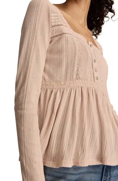 Lucky Brand Embroidered Long Sleeve Peplum Top In Multi