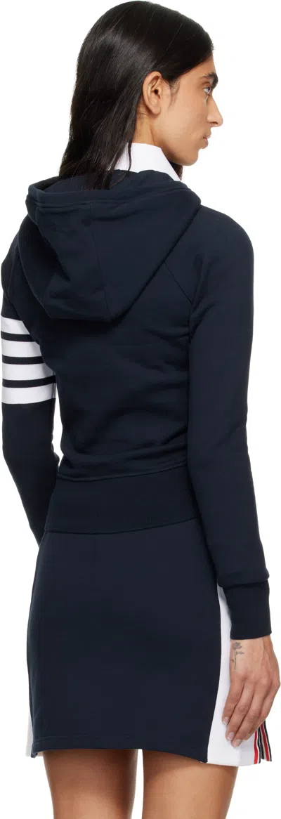 Thom Browne Navy Classic Loopback 4-bar Full Zip Hoodie In Blue