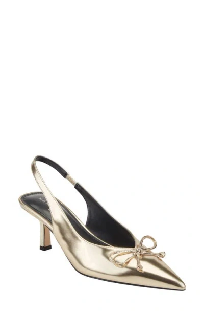 Marc Fisher Gretel Slingback Pointed Toe Bow Pump In Gold
