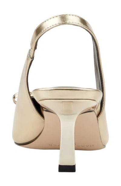 Marc Fisher Gretel Slingback Pointed Toe Bow Pump In Gold