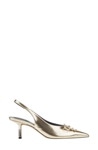Marc Fisher Gretel Slingback Pointed Toe Bow Pump In Gold