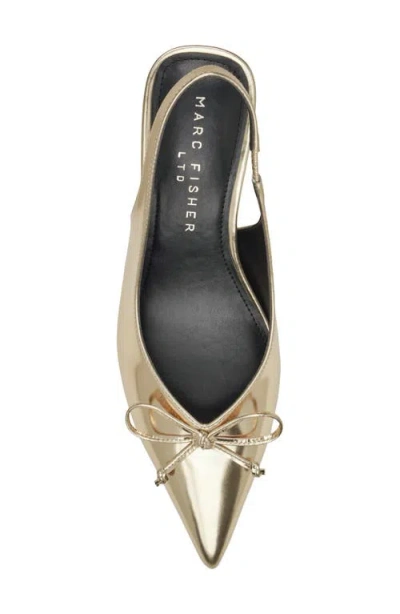 Marc Fisher Gretel Slingback Pointed Toe Bow Pump In Gold