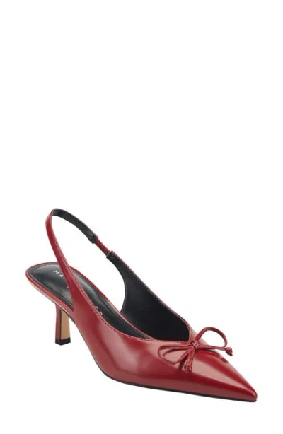 Marc Fisher Gretel Slingback Pointed Toe Bow Pump In Burgundy