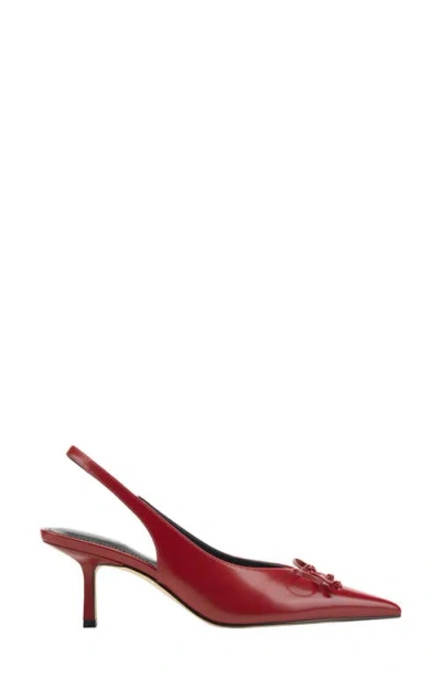 Marc Fisher Gretel Slingback Pointed Toe Bow Pump In Burgundy