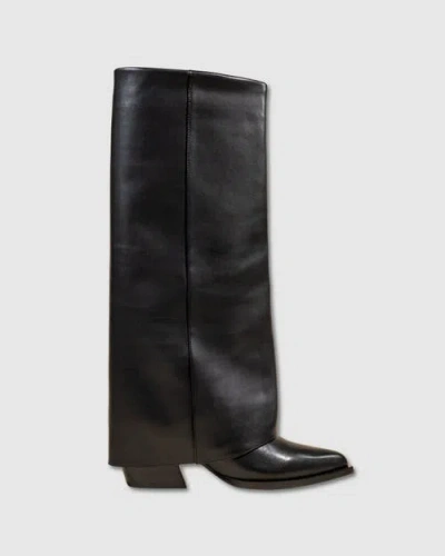 Mi/mai Joan Leather Cuff Boots In Black