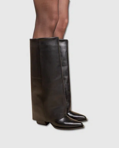 Mi/mai Joan Leather Cuff Boots In Black