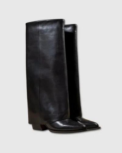 Mi/mai Joan Leather Cuff Boots In Black