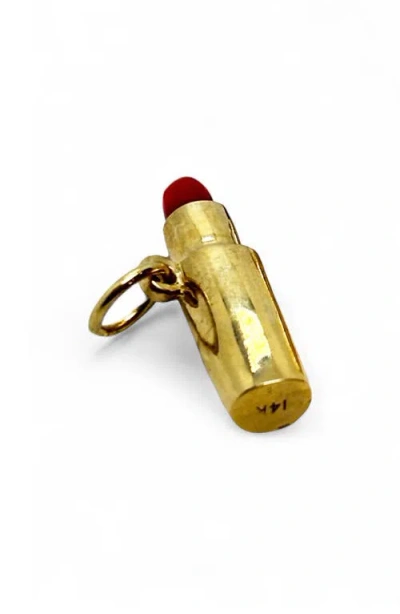 Leslie Paige Jumbo Lipstick Charm In Gold