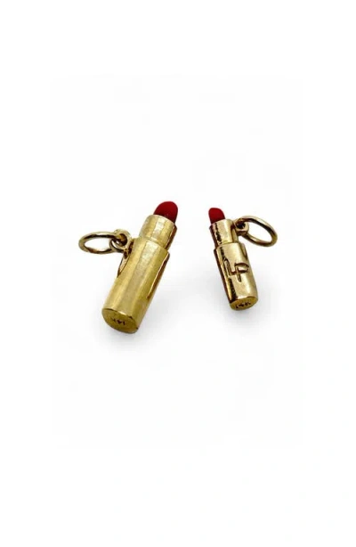 Leslie Paige Jumbo Lipstick Charm In Gold