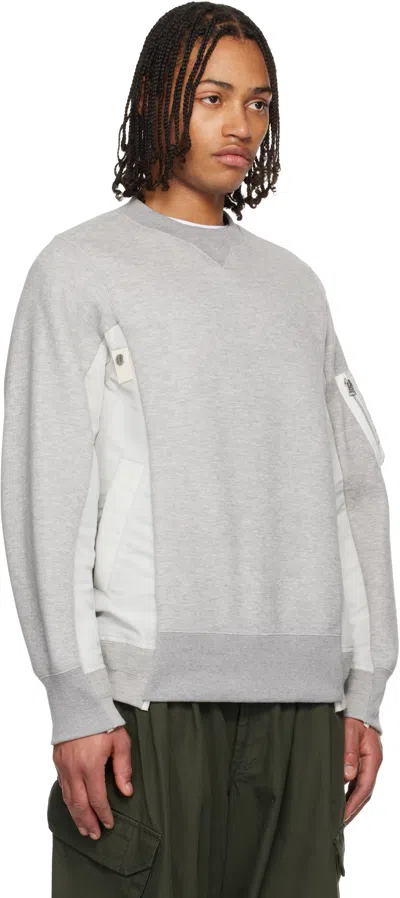Sacai Cotton Blend Sweatshirt With Nylon Details Applied In Purple