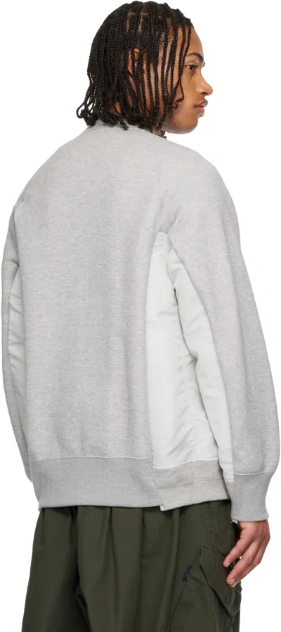 Sacai Cotton Blend Sweatshirt With Nylon Details Applied In Purple