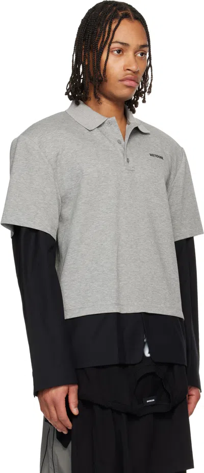 We11 Done Gray & Black Layered Polo In Gray