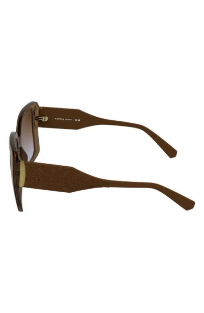 Kendra Scott Amber Filigree 56mm Gradient Rectangular Sunglasses In Brown