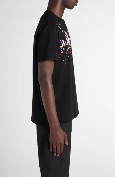 Alexander Mcqueen Mcqueen Paint Splattered Logo Graphic T-shirt In Black