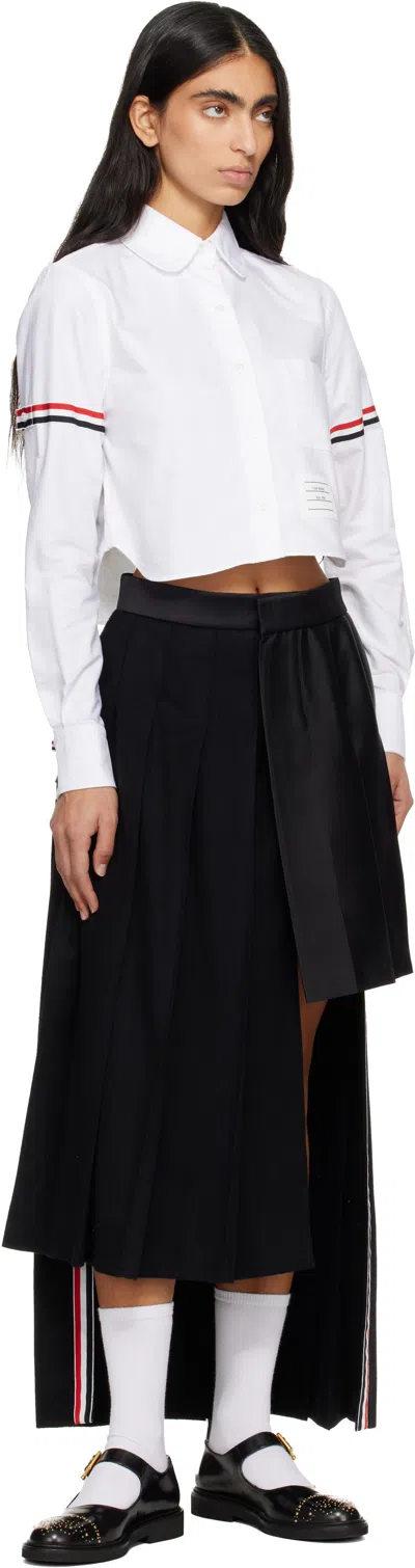 Thom Browne White Poplin Armbands Classic Round Collar Shirt In White