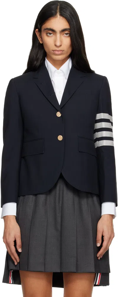 Thom Browne Navy Plain Weave 4-bar High Armhole Sport Coat In Blue