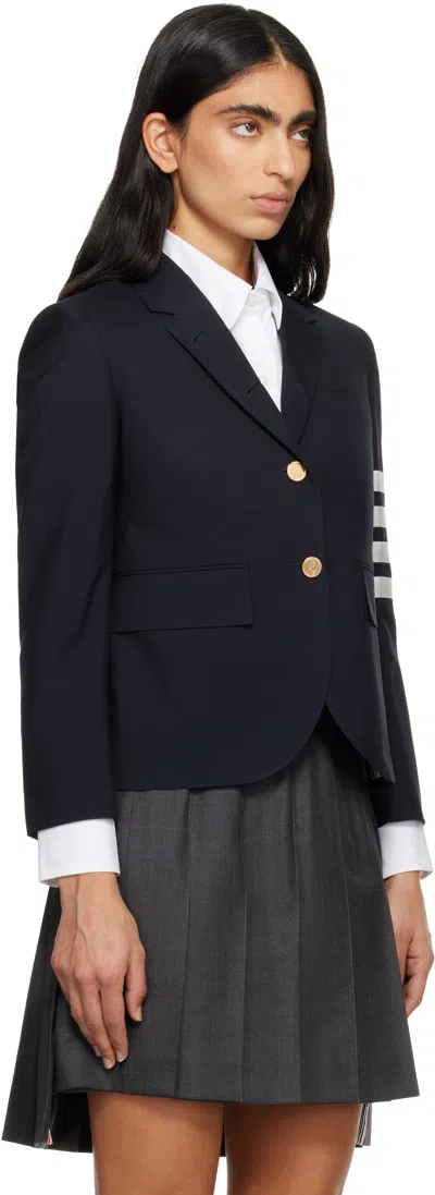Thom Browne Navy Plain Weave 4-bar High Armhole Sport Coat In Blue