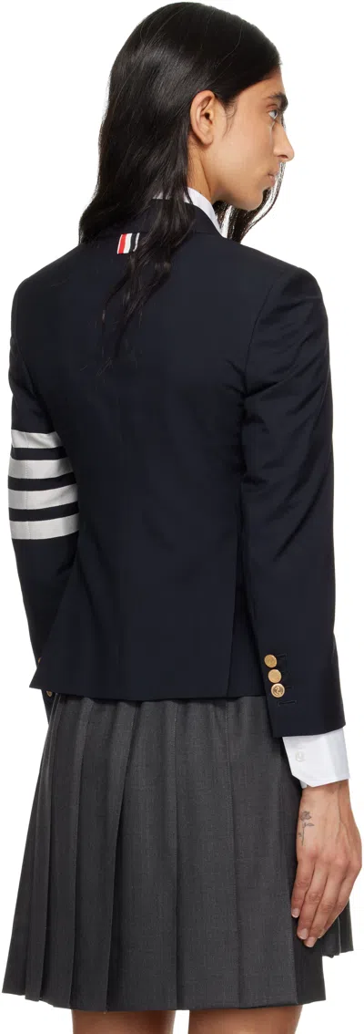 Thom Browne Navy Plain Weave 4-bar High Armhole Sport Coat In Blue