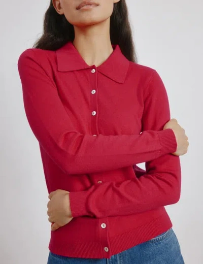 Albaray Button Through Polo Top In Red