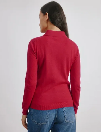 Albaray Button Through Polo Top In Red