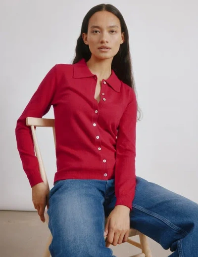 Albaray Button Through Polo Top In Red