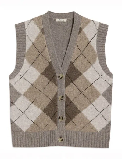 Albaray Argyle V-neck Tank Top In Brown