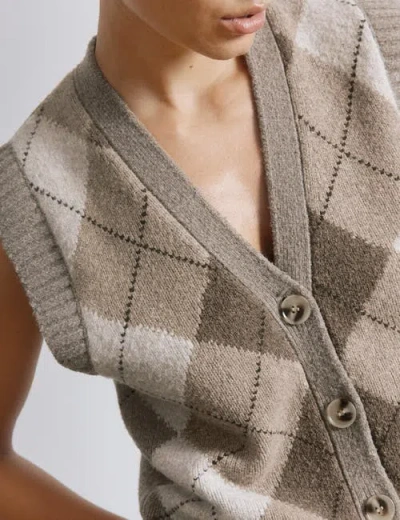 Albaray Argyle V-neck Tank Top In Brown