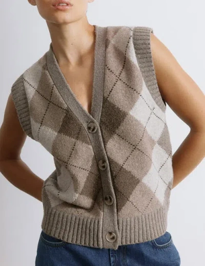 Albaray Argyle V-neck Tank Top In Brown