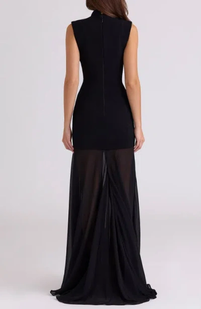 House Of Cb Raphaella Stretch Crepe Mermaid Gown In Black