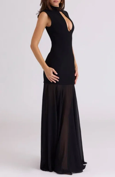House Of Cb Raphaella Stretch Crepe Mermaid Gown In Black