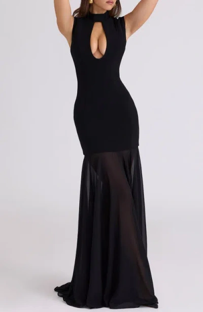 House Of Cb Raphaella Stretch Crepe Mermaid Gown In Black